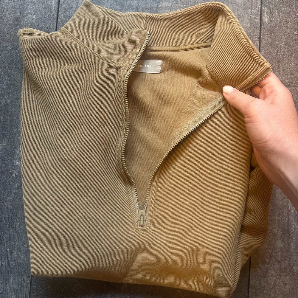 Everlane Tan Quarter Zip Sweatshirt